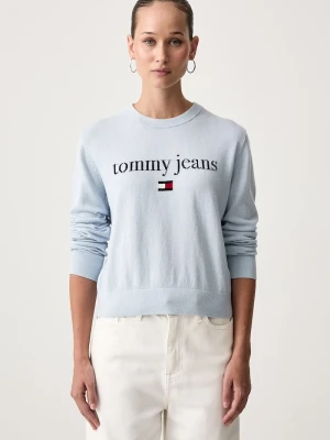Tommy Jeans sweter damski z dodatkiem wełny niebieski