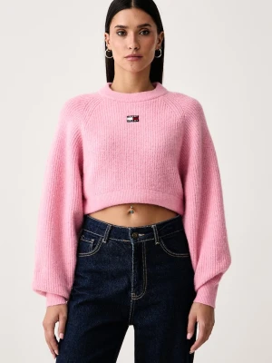 Tommy Jeans sweter damski z dodatkiem wełny różowy