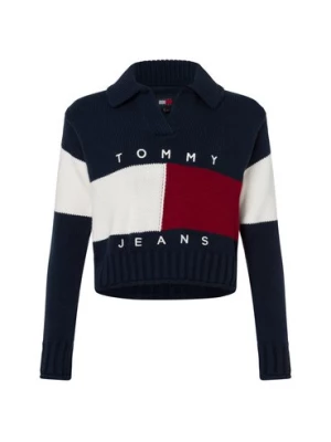 Tommy Jeans Sweter damski z dzianiny Kobiety Sztuczne włókno niebieski wzorzysty,