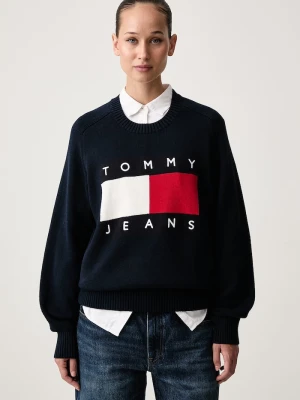 Tommy Jeans sweter damski z wełną granatowy