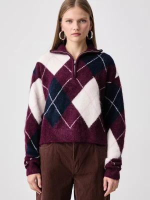 Tommy Jeans sweter damski z wełną i alpaką bordowy