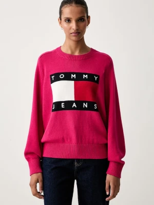 Tommy Jeans sweter damski z wełną różowy