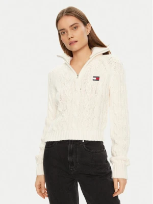 Tommy Jeans Sweter DW0DW20269 Écru Regular Fit Kremowy