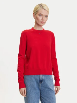 Tommy Jeans Sweter Essential DW0DW20159 Czerwony Regular Fit