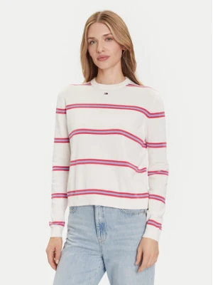 Tommy Jeans Sweter Essential DW0DW20159 Écru Regular Fit