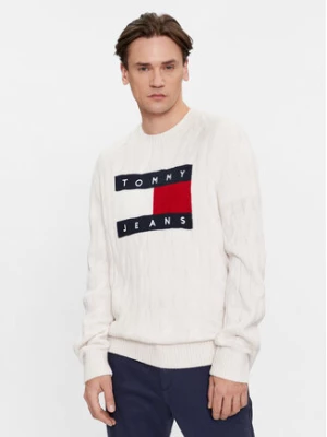 Tommy Jeans Sweter Flag DM0DM17762 Écru Relaxed Fit