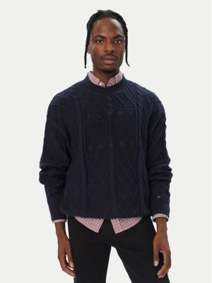 Tommy Jeans Sweter Flag DM0DM23614 Granatowy Relaxed Fit