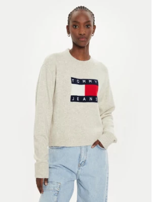 Tommy Jeans Sweter Flag DW0DW18681 Beżowy Relaxed Fit