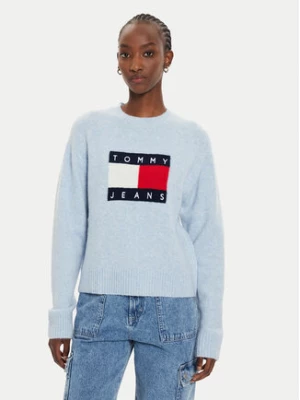 Tommy Jeans Sweter Flag DW0DW18681 Błękitny Relaxed Fit