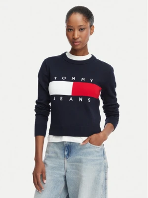 Tommy Jeans Sweter Flag DW0DW22930 Granatowy Regular Fit