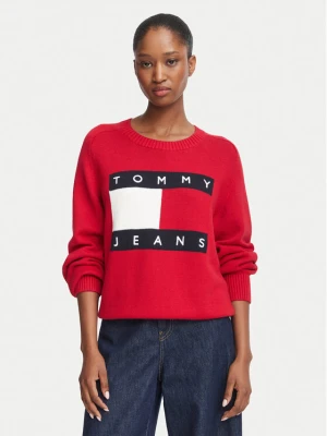 Tommy Jeans Sweter Flag DW0DW23450 Czerwony Regular Fit