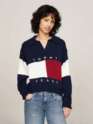 Tommy Jeans Sweter FLAG RUGBY | Relaxed fit | z dodatkiem wełny