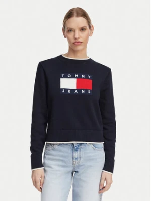Zdjęcie produktu Tommy Jeans Sweter Intarsia Flag Badge DW0DW22316 Granatowy Relaxed Fit