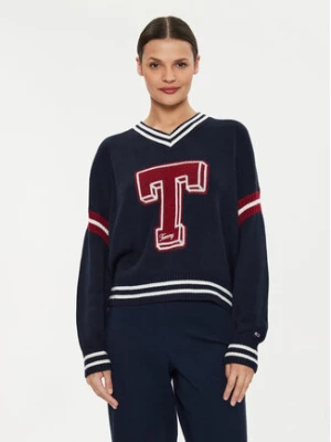 Tommy Jeans Sweter Letterman DW0DW18519 Granatowy Oversize