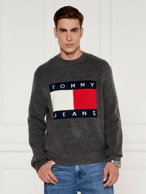 Tommy Jeans Sweter | Regular Fit | z dodatkiem wełny szary