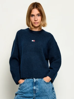 Tommy Jeans Sweter | Regular Fit | z dodatkiem wełny granatowy