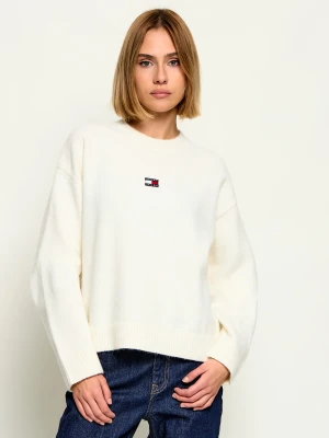 Tommy Jeans Sweter | Relaxed fit | z dodatkiem wełny ecru