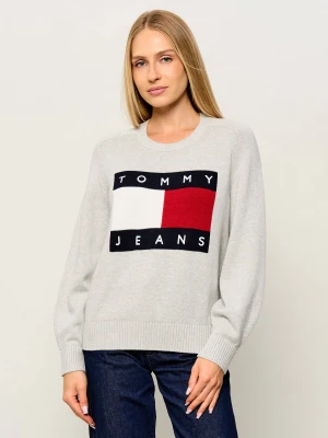 Tommy Jeans Sweter | Relaxed fit | z dodatkiem wełny szary