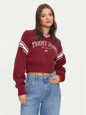 Tommy Jeans Sweter Varsity DW0DW18692 Czerwony Relaxed Fit