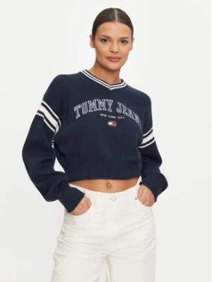 Tommy Jeans Sweter Varsity DW0DW18692 Granatowy Relaxed Fit