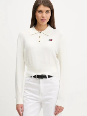 Tommy Jeans sweter z dodatkiem alpaki damski kolor beżowy DW0DW22558