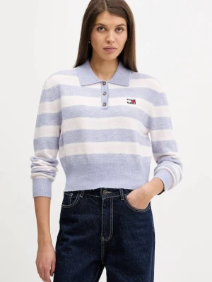 Tommy Jeans sweter z dodatkiem alpaki damski kolor niebieski DW0DW22558