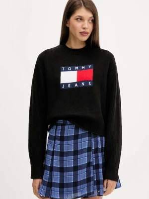 Tommy Jeans sweter z dodatkiem wełny damski kolor czarny lekki DW0DW21782