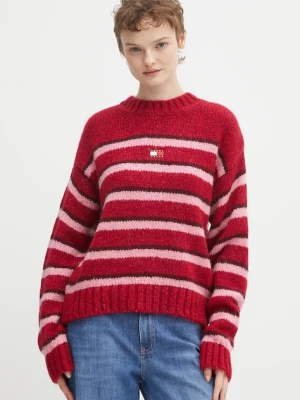 Tommy Jeans sweter z domieszką alpaki damski kolor czerwony DW0DW21679