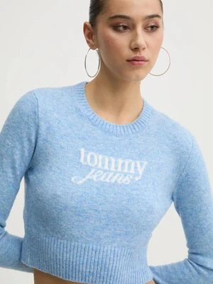 Tommy Jeans sweter z domieszką wełny damski kolor niebieski lekki DW0DW19895