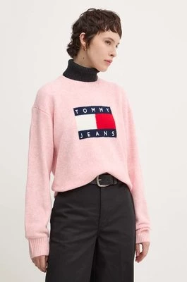 Tommy Jeans sweter z domieszką wełny damski kolor różowy lekki DW0DW18681