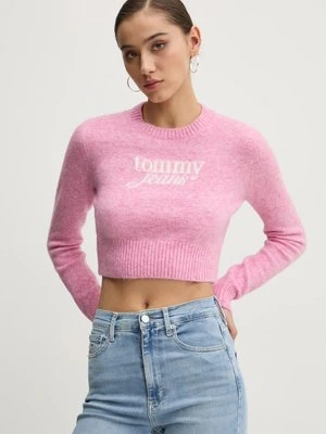 Tommy Jeans sweter z domieszką wełny damski kolor różowy lekki DW0DW19895