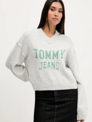 Tommy Jeans sweter z domieszką wełny damski kolor szary DW0DW21711