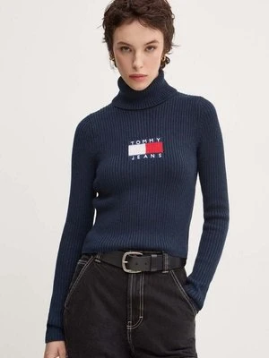 Tommy Jeans sweter z domieszką wełny kolor granatowy z golfem DW0DW18678