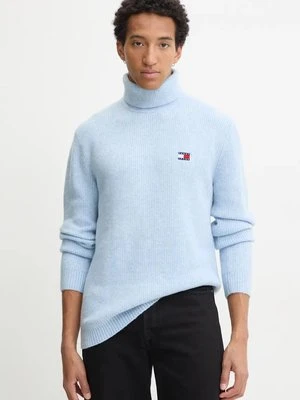 Tommy Jeans sweter z domieszką wełny męski kolor niebieski z golferm DM0DM20602