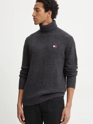 Tommy Jeans sweter z domieszką wełny męski kolor szary z golferm DM0DM20602