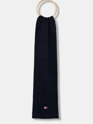 Tommy Jeans szalik bawełniany damski kolor granatowy gładki AW0AW18045