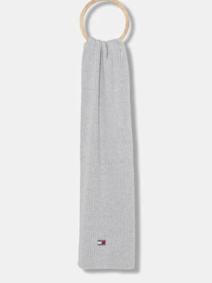 Tommy Jeans szalik bawełniany damski kolor szary gładki AW0AW18045