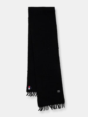 Tommy Jeans szalik z dodatkiem wełny damski kolor czarny gładki AW0AW17903