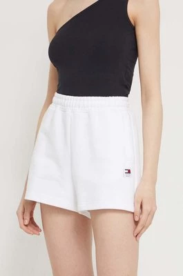 Tommy Jeans szorty bawełniane kolor biały gładkie high waist DW0DW17772