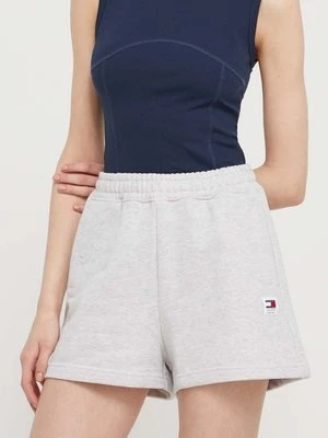 Tommy Jeans szorty bawełniane kolor szary gładkie high waist DW0DW17772