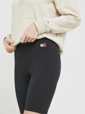 Tommy Jeans szorty damskie kolor czarny gładkie high waist