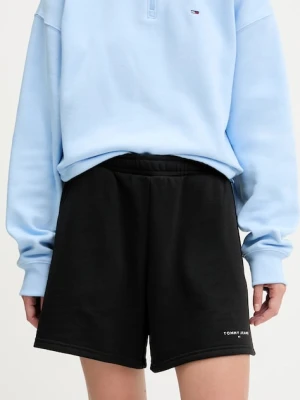 Tommy Jeans szorty damskie kolor czarny gładkie high waist DW0DW21152