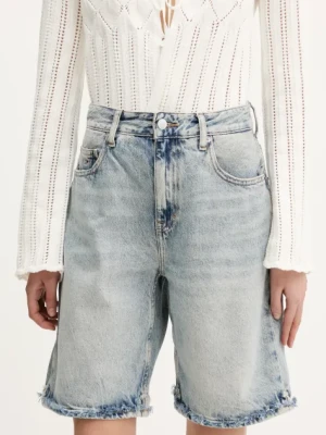 Tommy Jeans szorty jeansowe damskie kolor niebieski gładkie high waist DW0DW20086