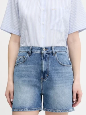 Tommy Jeans szorty jeansowe damskie kolor niebieski gładkie high waist DW0DW20092