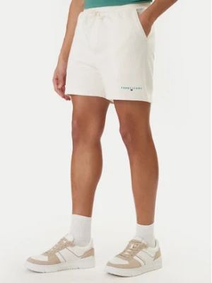 Tommy Jeans Szorty sportowe Contrast Linear DM0DM22697 Biały Regular Fit