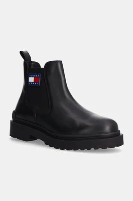 Tommy Jeans sztyblety skórzane TJM LEATHER CHELSEA BOOT męskie kolor czarny EM0EM01448