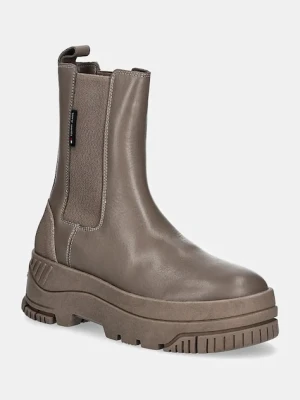 Tommy Jeans sztyblety skórzane TJW CHELSEA FLATFORM BOOT