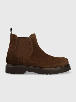 Tommy Jeans sztyblety zamszowe TJM CHELSEA HIGH BOOT męskie kolor brązowy EM0EM01205