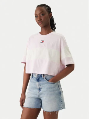Tommy Jeans T-Shirt Badge Colour-Blocked DW0DW18706 Różowy Oversize