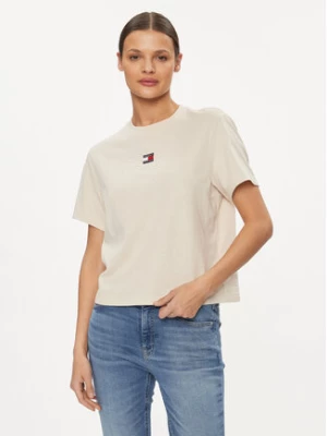 Tommy Jeans T-Shirt Badge DW0DW17391 Beżowy Boxy Fit